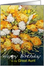 White & Orange Flowers in a Vase - Happy Birthday Great Aunt card