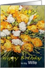 White & Orange Flowers in a Vase - Happy Birthday Wife card