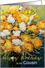 White & Orange Flowers in a Vase - Happy Birthday Cousin card