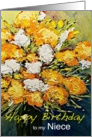 White & Orange Flowers in a Vase - Happy Birthday Niece card