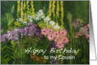 Mixed Flowers in a Garden - Happy Birthday Cousin card