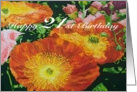 Happy 21st Birthday - Orange Poppies Garden card