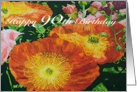 Happy 90th Birthday - Orange Poppies card