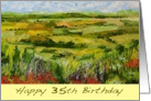Happy 35th Birthday - Landscape and Red Wildflowers card