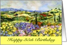 Happy 35th Birthday - Landscape with wildflowers and cypress trees card