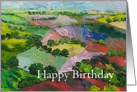 Happy Birthday - Green Valley with Hills and Fields card