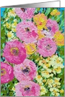 Pink with Yellow Flowers Blank Any Occassion card