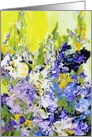 Purple Flowers Yellow Sky Blank Any Occassion card