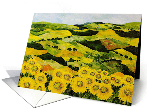 Blank Note Card -Sunflowers and Bright Fields card (1113746)