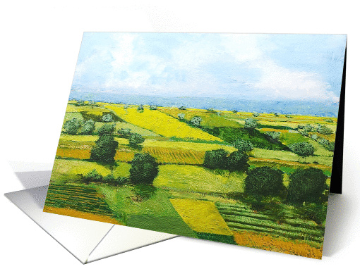 Blank Note Card - Green and Yellow Fields card (1114302)