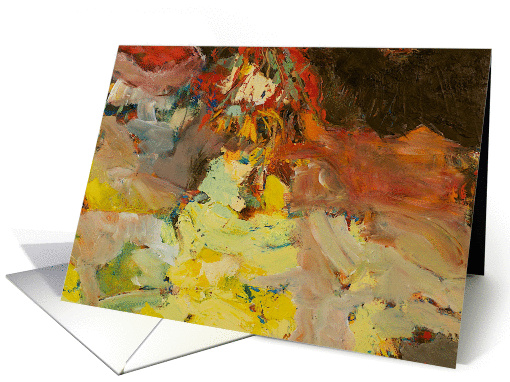 Blank Note Card -Red, Yellow Abstract Painting card (1114434)