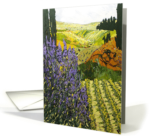 Blank Note Card -Vineyards and Blue Bush card (1114812)