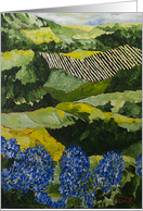 Blank Note Card -Blue Hydrangea and Fields card