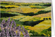 Blank Note Card - Fields, Vineyards, and Purple Wildflowers card