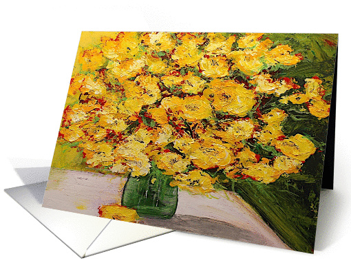 All Occasion Blank Note Card - Bright Yellow flowers in a vase card