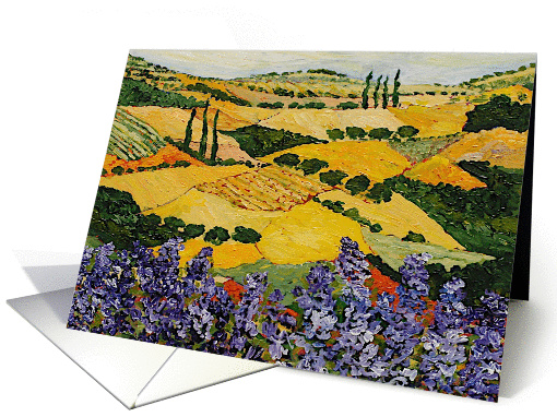 All Occasion Blank Note Card -Blue Purple Flowers and... (1115232)