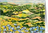 All Occasion Blank Note Card - Blue & Yellow Flowers and Hills card