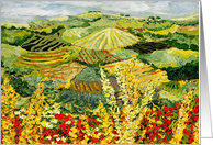 All Occasion Blank Note Card - Yellow and Red Flowers and Vineyards card