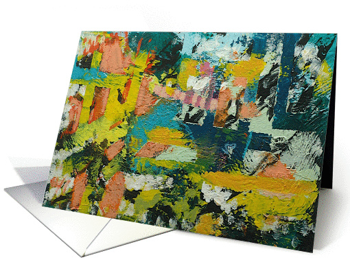All Occasion Blank Note Card - Blue Yellow and Orange card (1115338)