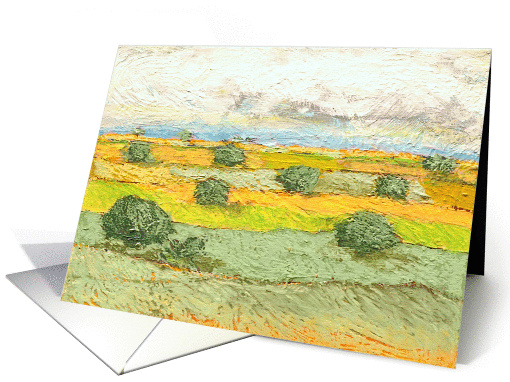 All Occasion Blank Note Card - Soft Yellow and Green Fields card