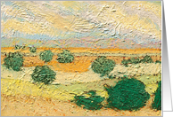 All Occasion Blank Note Card - Green Trees and Orange Fields card