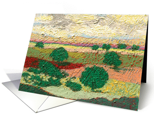 All Occasion Blank Note Card - Pink and Red Fields card (1115832)