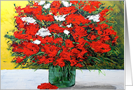 Valentine Day - Red and White Flowers on White Table card