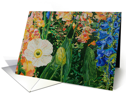 Happy Birthday - White Poppy and Flower Garden card (1115948)