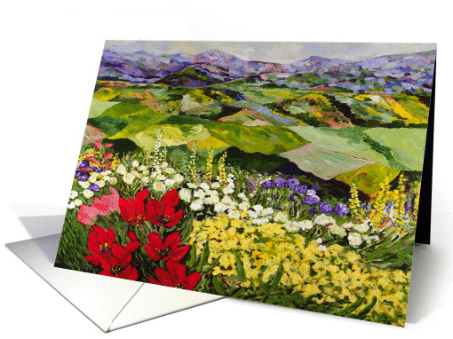 All Occasion Blank Note Card - Red, Yellow, White, Flowers card