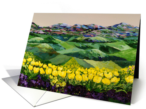 All Occasion Blank Note Card - Tulips and Hills card (1116122)
