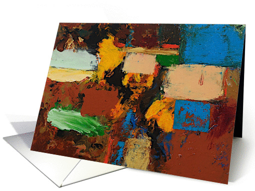 All Occasion Blank Note Card - Brown, Blue Squares card (1116148)
