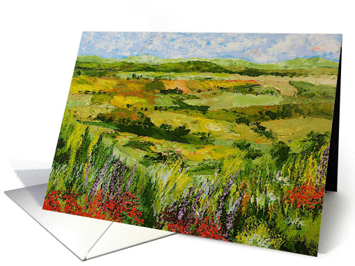 All Occasion Blank Note Card - Red Wildflowers and Grass card