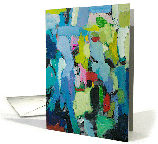 Blank Note Card, Abstract Art With Blue Shapes card (1116626)