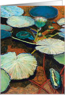 Blue Pods on Orange Pond - Blank Card