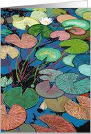 White Water Lily and Blue Water - Blank Card