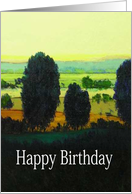 Happy Birthday - Yellow Sky and Trees card