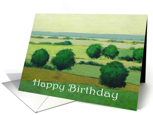 Happy Birthday - Green Trees on Fields card (1119356)