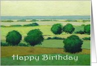 Happy Birthday - Green Trees on Fields card