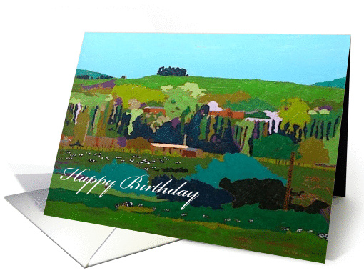 Country Farm Landscape - Happy Birthday card (1119380)