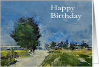Road by Tree - Happy Birthday Card