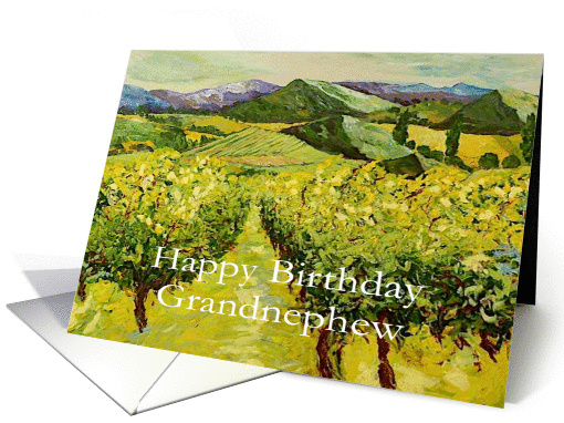 Vineyard & Mountains - Happy Birthday Card for Grandnephew card