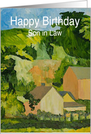 Farm and Hill - Happy Birthday Card for Son in Law card
