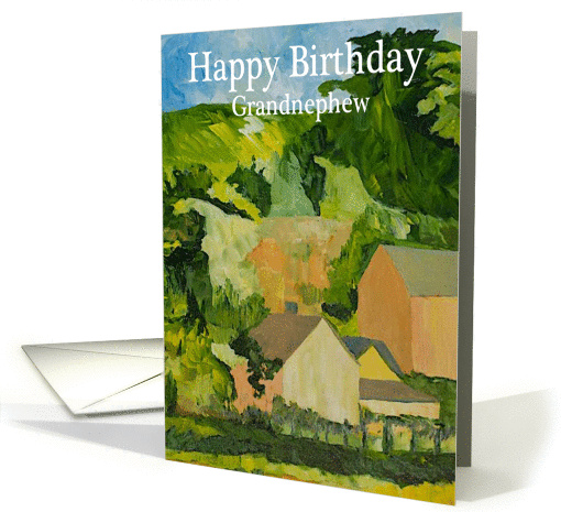 Farm and Hill - Happy Birthday Card for Grandnephew card (1120192)
