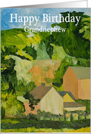 Farm and Hill - Happy Birthday Card for Grandnephew card