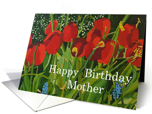 Red Tulip Garden - Happy Birthday Card for Mother card (1120288)