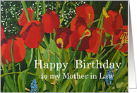 Red Tulip Garden - Happy Birthday Card for Mother in Law card