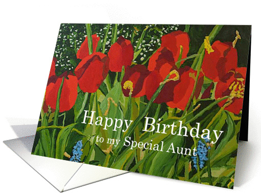 Red Tulip Garden - Happy Birthday Card for Aunt card (1120304)