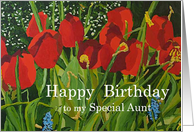 Red Tulip Garden - Happy Birthday Card for Aunt card