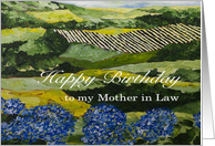 Blue Flowers /Landscape - Happy Birthday Card for Mother in Law card