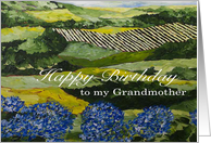 Blue Flowers /Landscape - Happy Birthday Card for Grandmother card